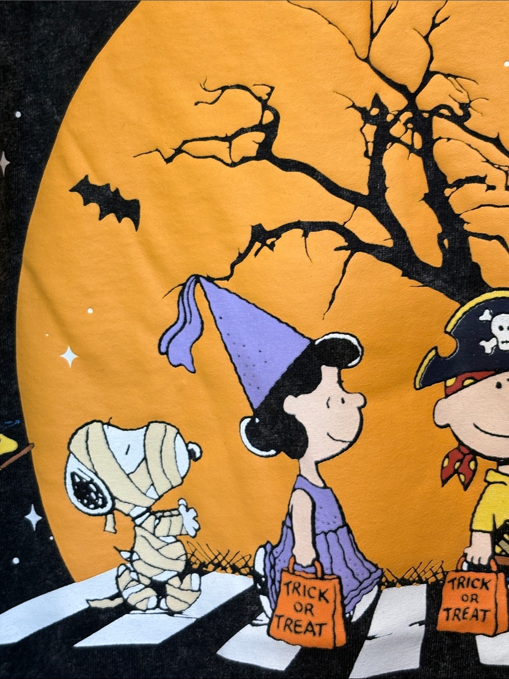 New Peanuts Black Mineral-Wash Short Sleeve Tee with aHalloween Graphic - Picture 7 of 13